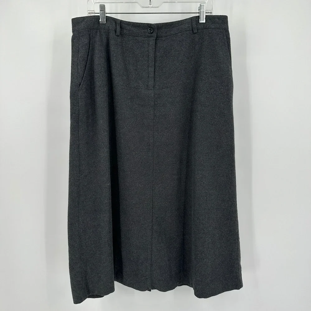 LL Bean Womens Preppy Old Money Flannel Midi Skirt Size 14 Quiet Luxury Heritage